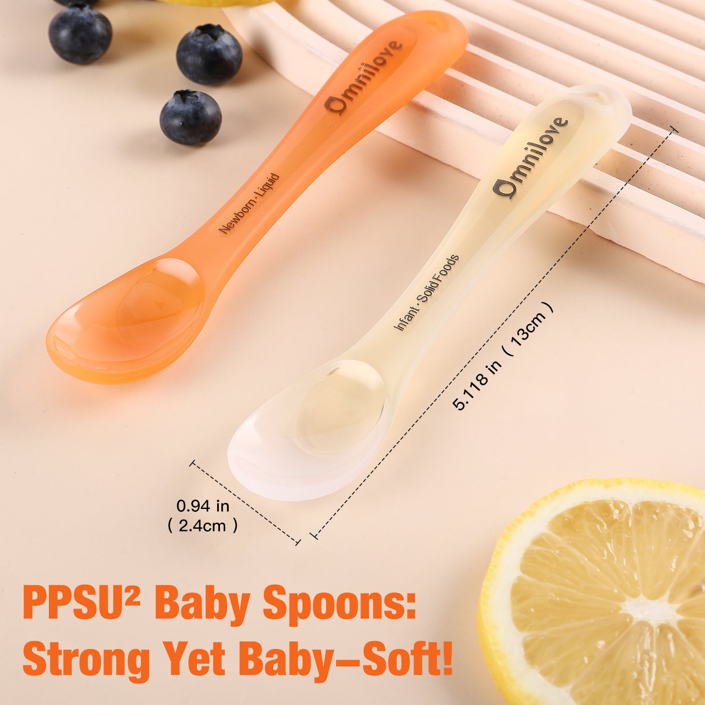 Omnilove Silicone Baby Spoons 2-Pack with Case