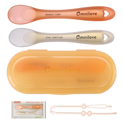 Omnilove Silicone Baby Spoons 2-Pack with Case